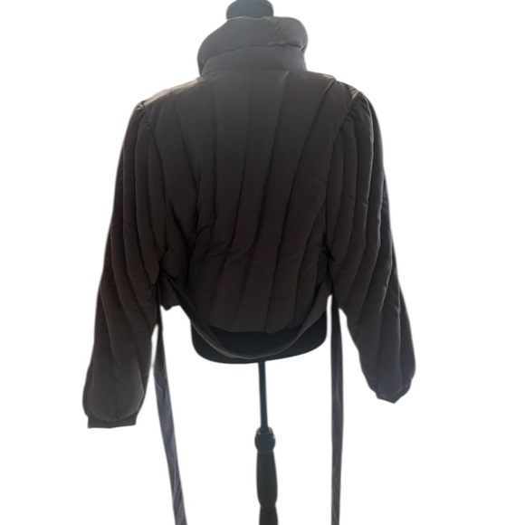 Free People Office Duvet Quilted Puffer Tie Waist Jacket, grey,cropped, NWT - Picture 8 of 10